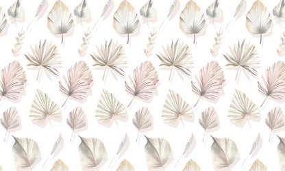 Watercolor wallpaper murals of diverse leaf patterns
