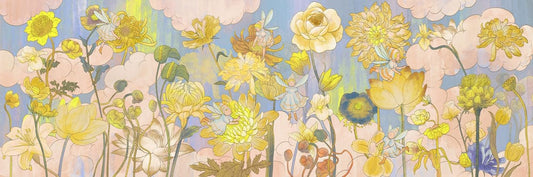 Sunny Watercolor Floral Mural Wallpaper