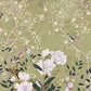 little flowers on branches and huge floral wall paintings adorn the neutral backdrop.