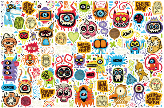 Colorful Quirky Monster Comic Mural Wallpaper
