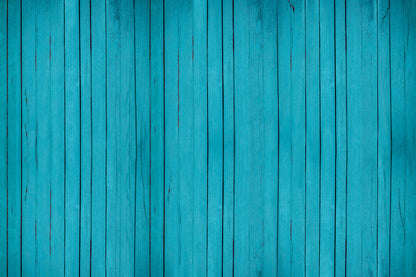 Turquoise wallpaper murals with a wood feel and subtle cracks.
