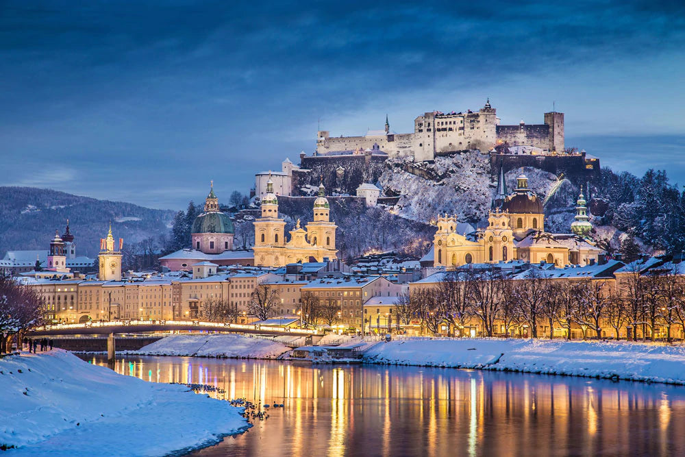 Austria Salzburg covered by snow wallpaper design