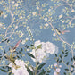 wallpaper depicting blue birds and flowers in a corridor