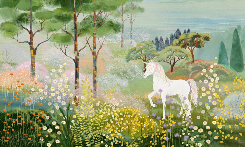 Muro Murale di Unicorno nella Foresta Incantata