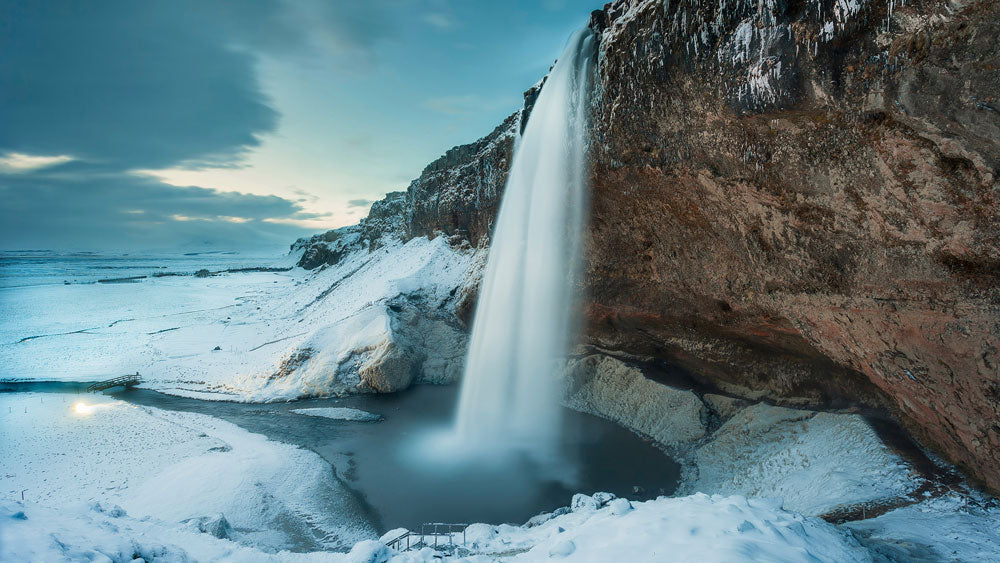 cool iceberg with waterfall custom wallpaper