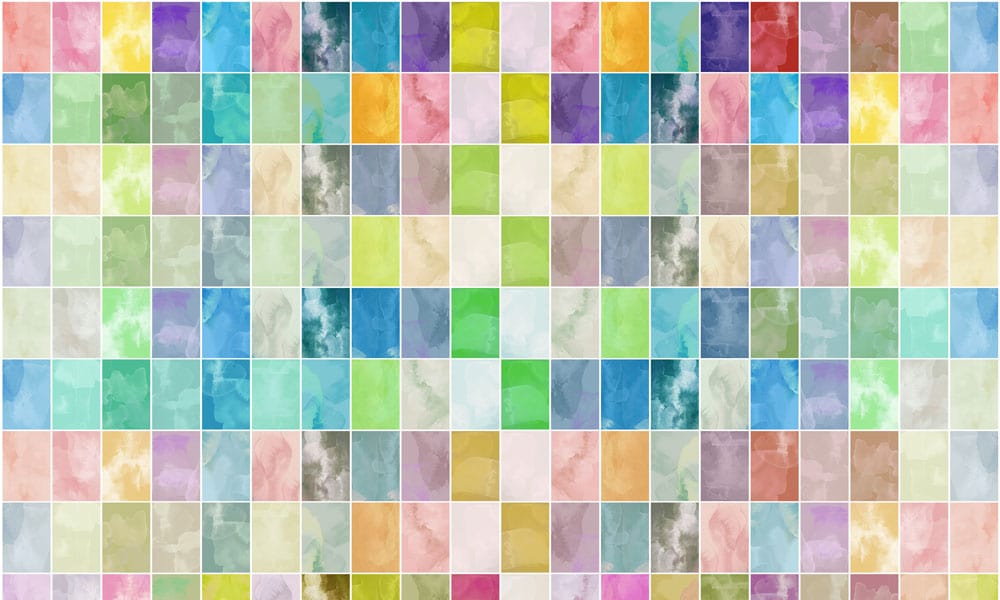 Mur de Papier Peint Mosaïque Aquarelle Coloré