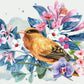 wallpaper murals of a bird perched on a flower with its beak outstretched