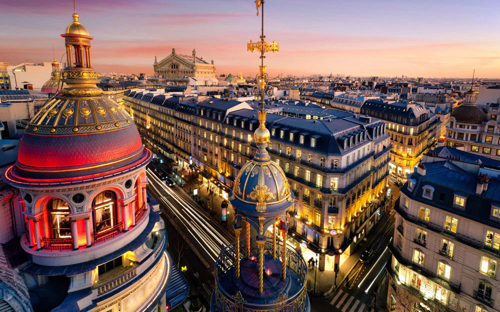 Parisian Twilight Rooftop Vista Mural Wallpaper