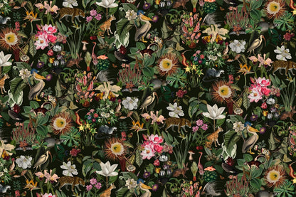 Exotic Jungle Animal Floral Mural Wallpaper