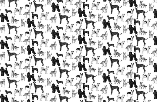 dog wall murals in black and grey