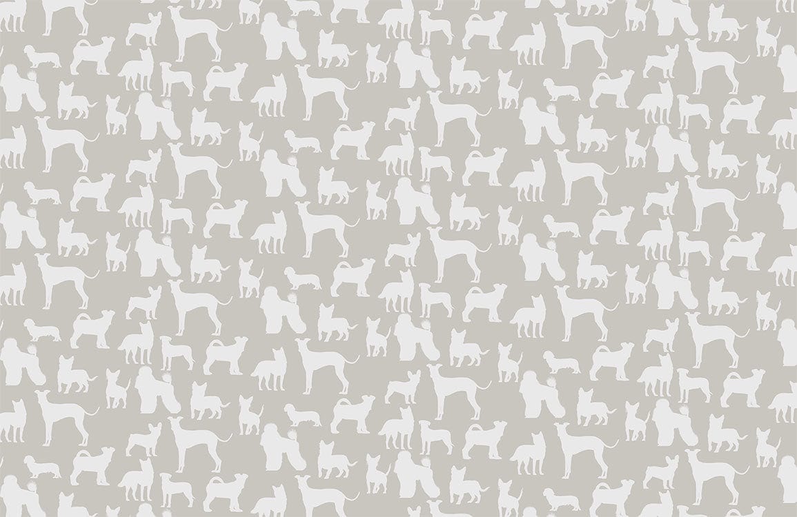 Mang dog silhouette wall mural wallpaper in gray.