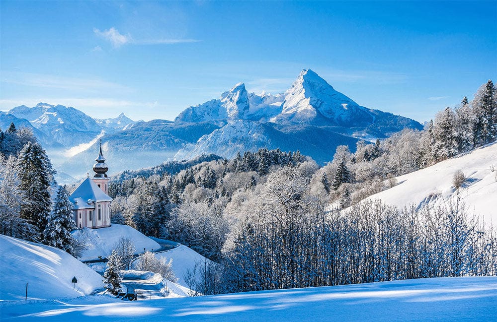 Serene Mountain Winter Landscape Mural Wallpaper