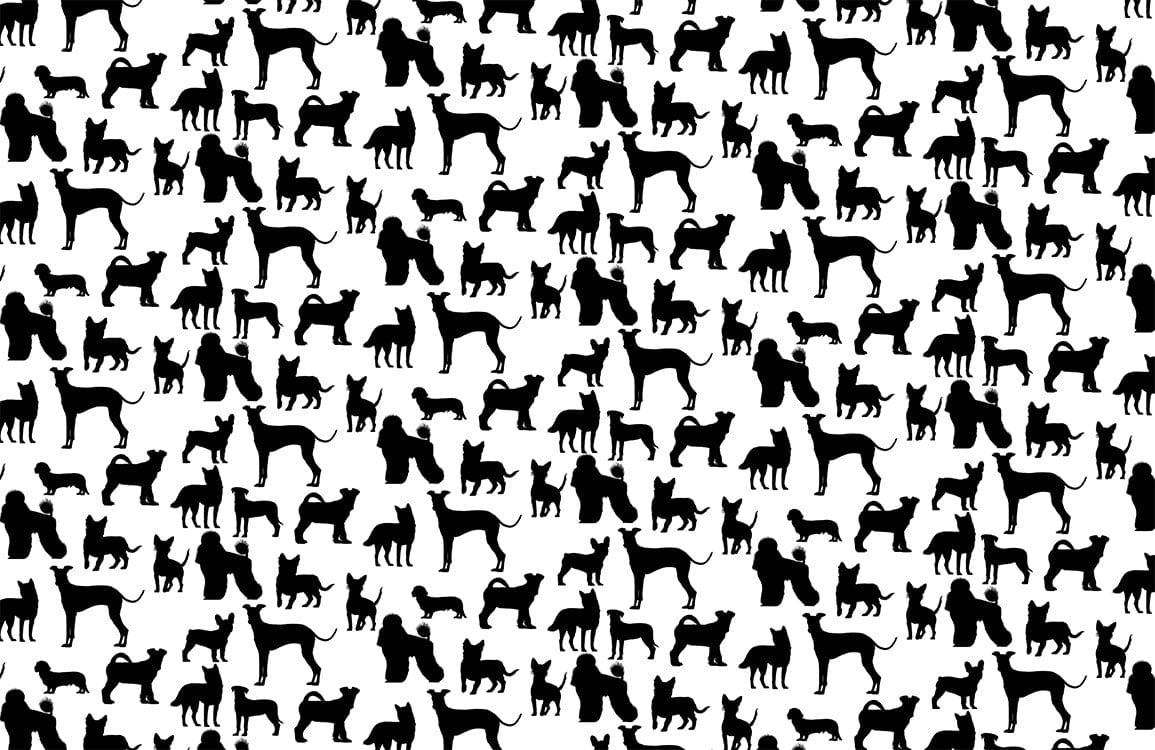 Black Silhouette Animal Pattern Mural Wallpaper