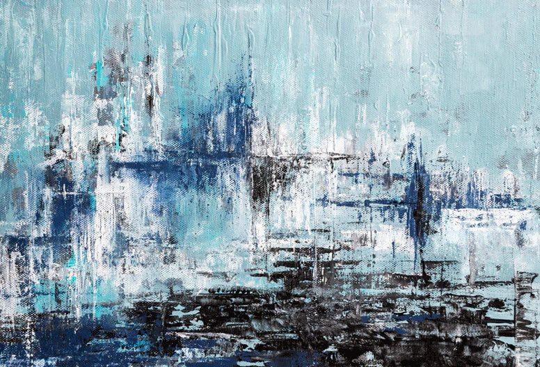 Abstract Blue Urban Brushstroke Mural Wallpaper