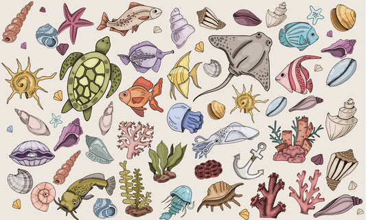 Aquatic Animals and Plants Wall Mural for the Home