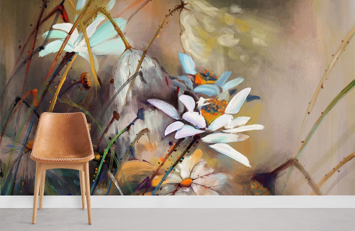 wall art murals for the house including abstract paintings of flowers