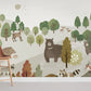 happy forest animal wallpaper mural