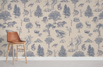 Rustic Woodland Animal Mural Wallpaper