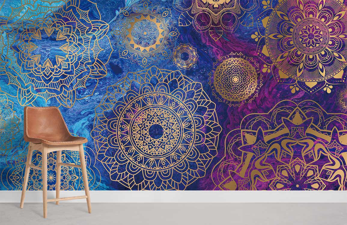 wall murals with a galaxy-inspired Mandala design for the house
