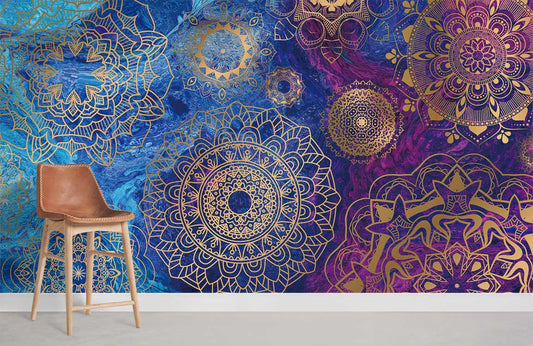 wall murals with a galaxy-inspired Mandala design for the house