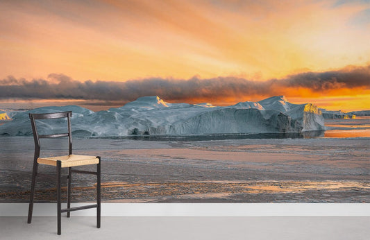 Wallpaper Mural of an Iceberg at Sunset