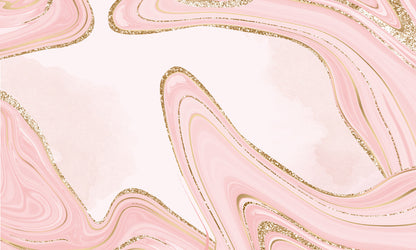 Room with a Pink and Gold Marble Wallpaper Mural