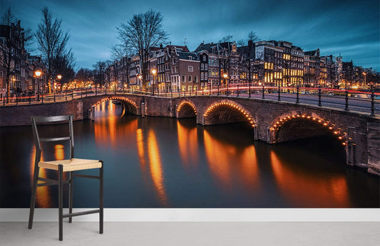 Night view of Amsterdam wallpaper for home