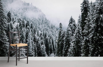 Snowy Forest Landscape Mural Wallpaper