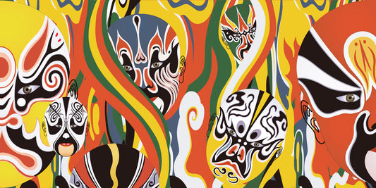 Colourful Opera Masks Pattern Wallpaper Mural Restaurant