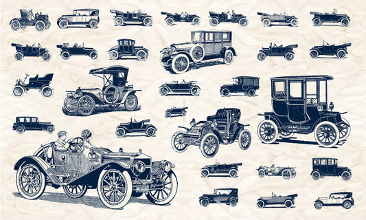 Automobiles from the Past Wallpaper Mural for Your Home Decoration