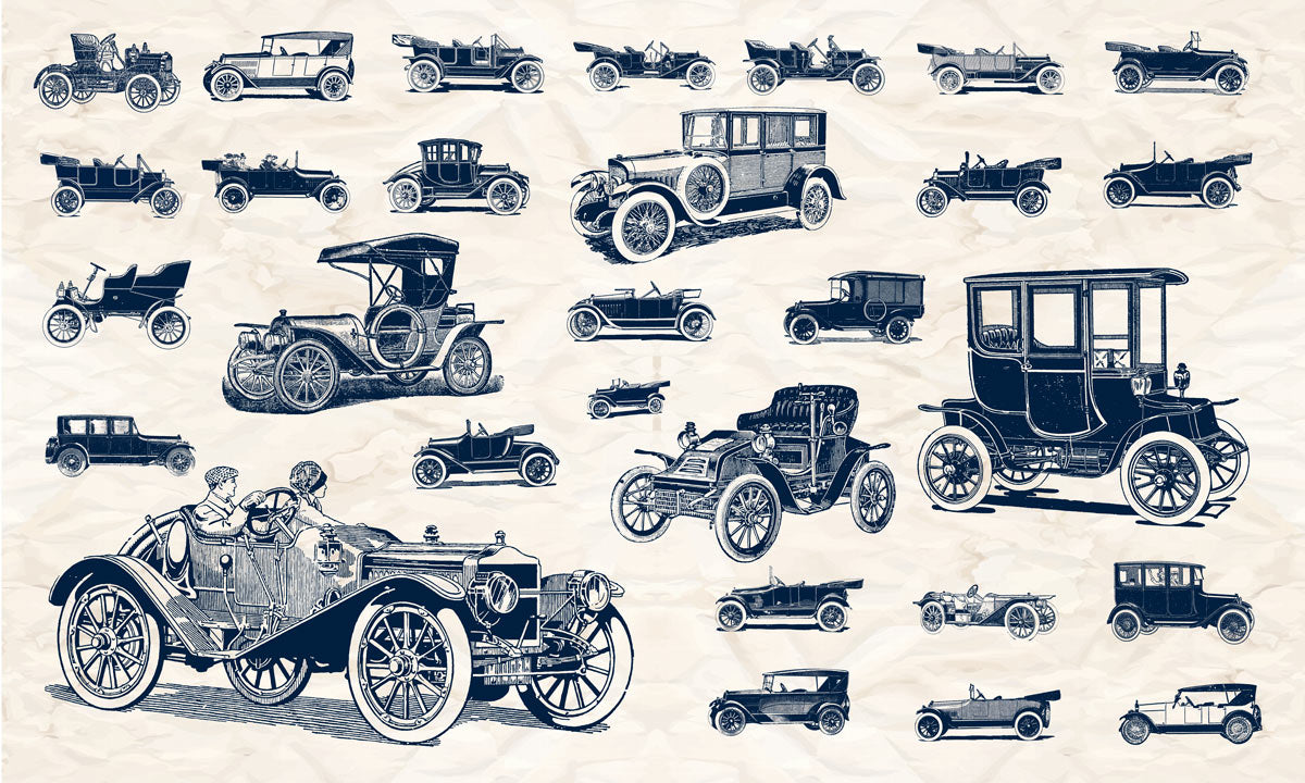 Vintage-Automobil-Illustration Wandtapete