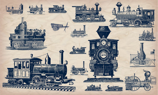 Home Decoration Trains Pattern Industrial Wallpaper Mural for Use in