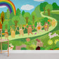 forsest rainbow cartoon animla wallpaper mural