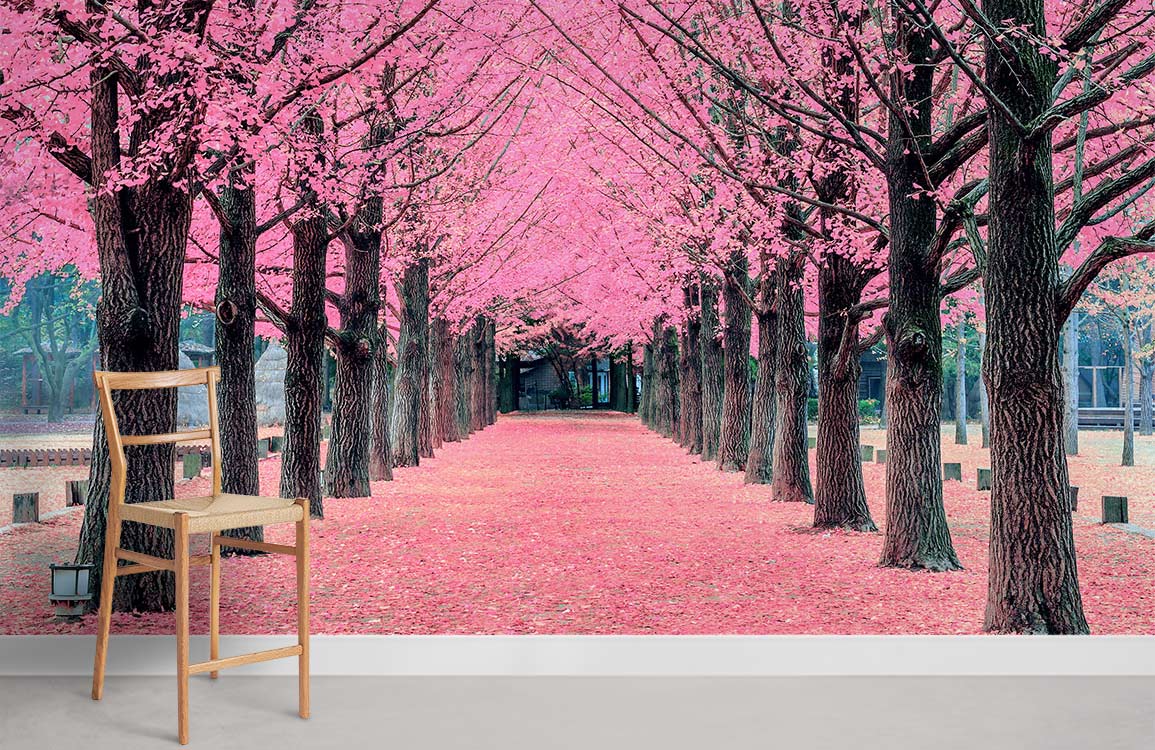 pink theme flower wallpaper mural art design