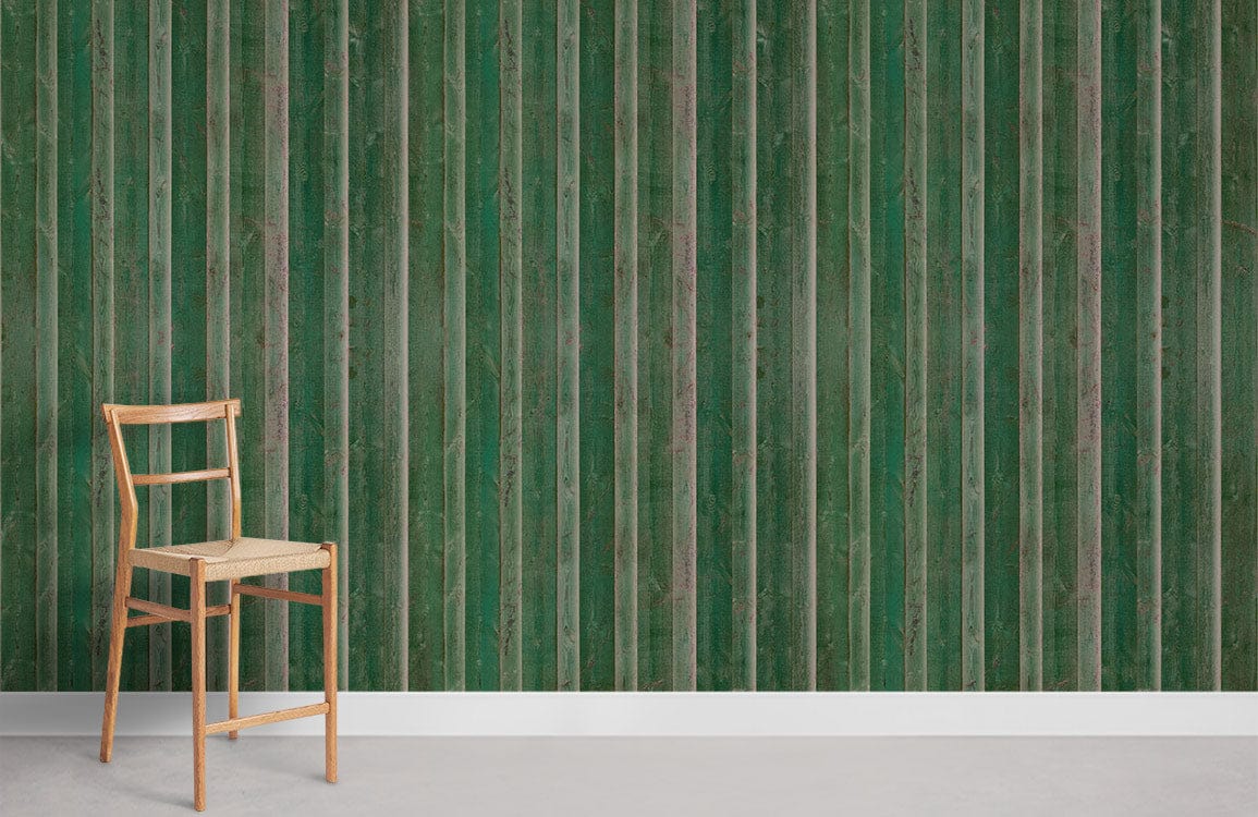 wall murals with green vertical wood texture for the home