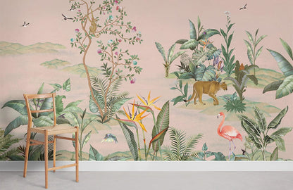 home decor murals of a pink woodland in the woods