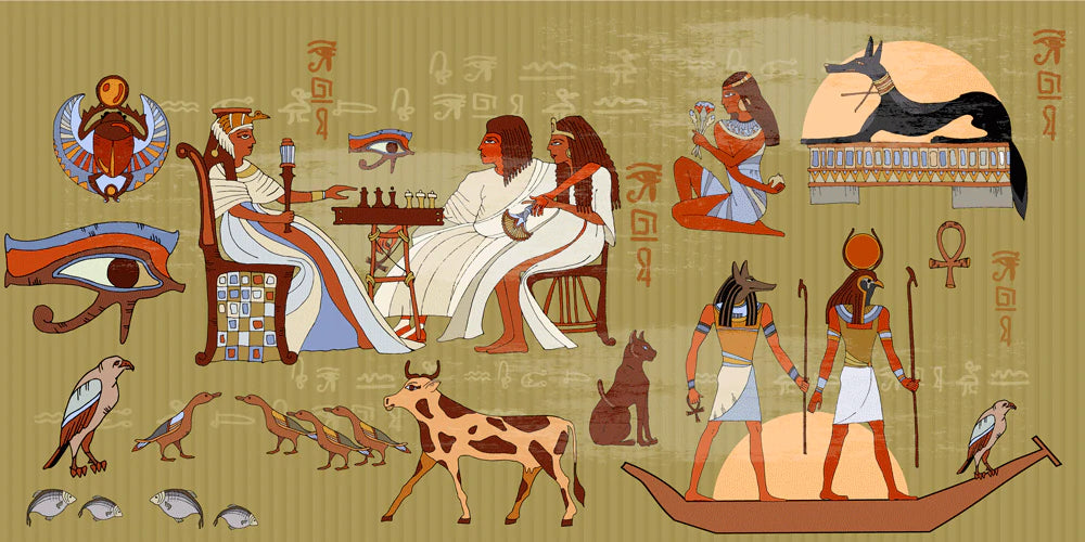 Chess Game in Egyptian Royalty Wall Murals for Home Decoration
