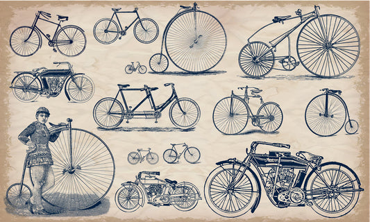 Home Decoration Featuring an Industrial Wallpaper Mural Depicting the Bicycle Revolution