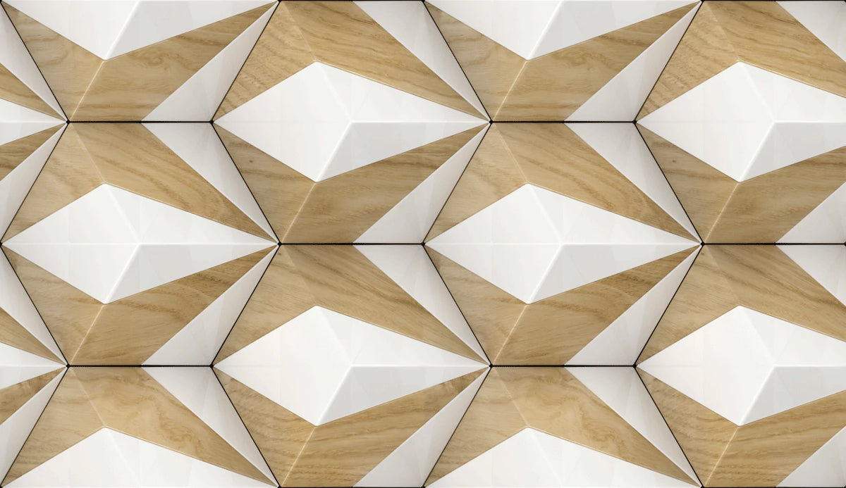Carta da parati murale moderna in legno geometrico accentuato