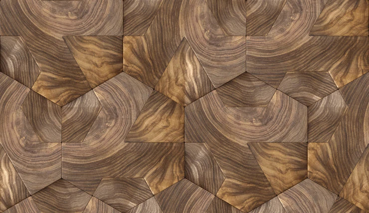 Geometric Wooden Herringbone Mural Wallpaper
