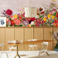 multicolored flowers in a bespoke floral wallpaper mural for the dining room