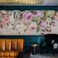 living room wallpaper mural in the form of an upside-down floral pattern
