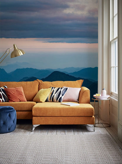 uniquie blue mountains peak landscape wall mural decoration