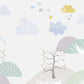 Home Decoration Wallpaper Mural with a Cartoon Cloud and Tree Feature