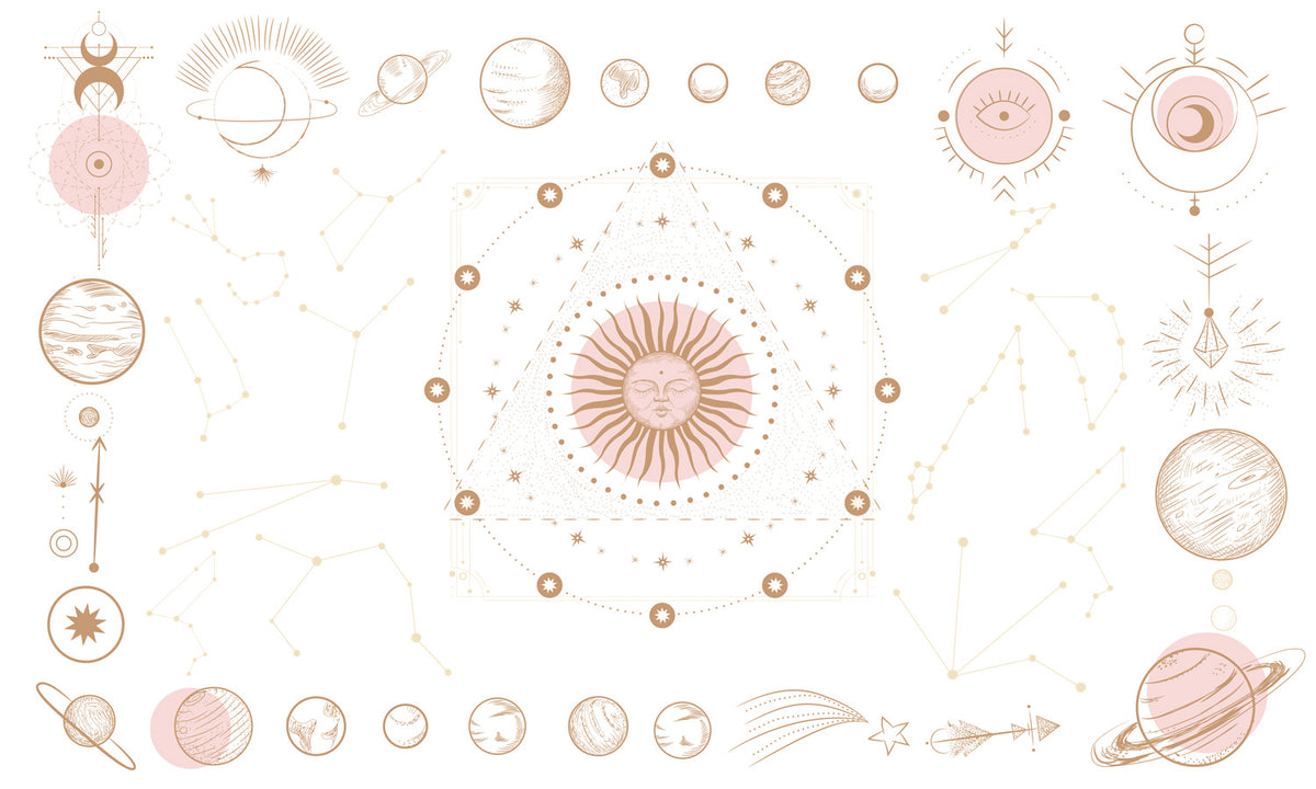 Boho Celestial Rose Gold Mural Wallpaper