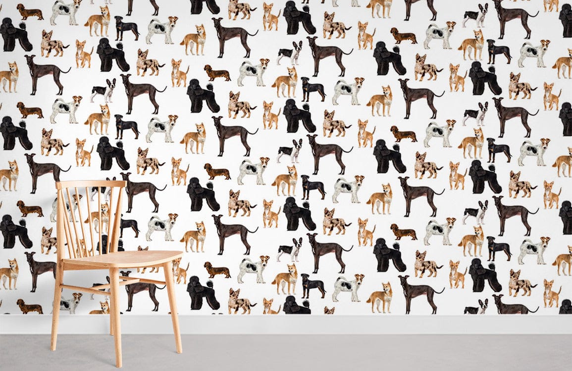 a variety of canines remain steadfast in these home decor wall paintings