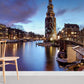 tranquile Amsterdam with shop lights wallpaper for home