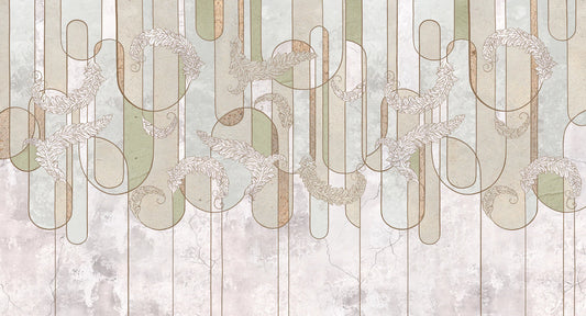 Abstract Wall Mural with Straight Leaves, Perfect for Decorating Your Home