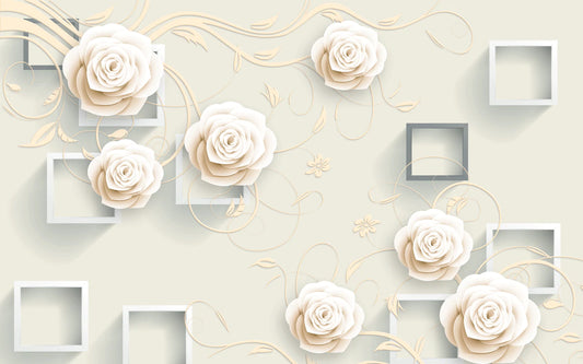 Home Decorating 3D Cream White Wallpaper Mural for Interiors