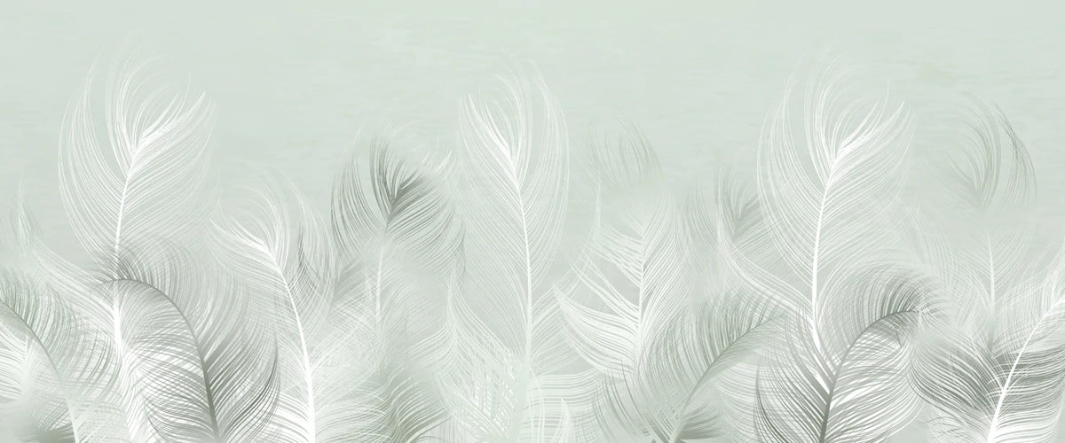 Elegant Feather Design Neutral Mural Wallpaper